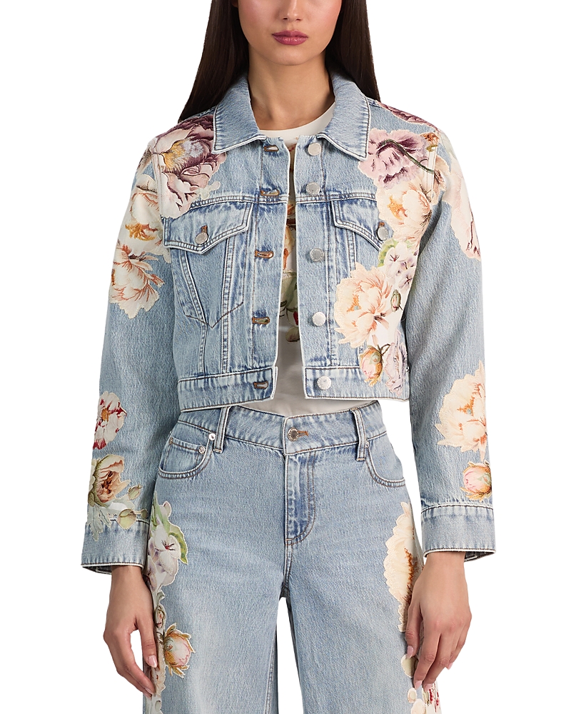 Alice and Olivia Chloe Cropped Denim Jacket