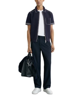 Blake Regular Fit Contrast Pipe Navy Shirt