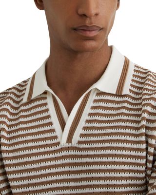 Slim Fit Camel Stripe Polo Shirt