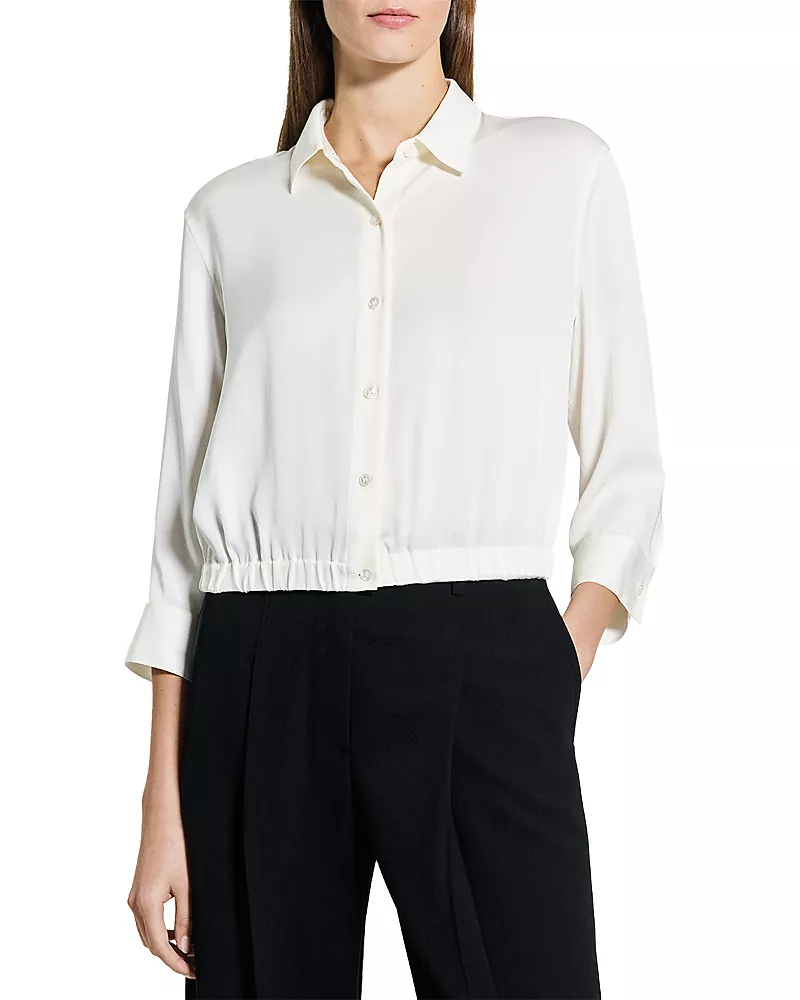 Theory Three Quarter Sleeve Silk Shirt