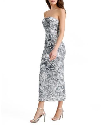  Leslie Sequin Strapless Gown