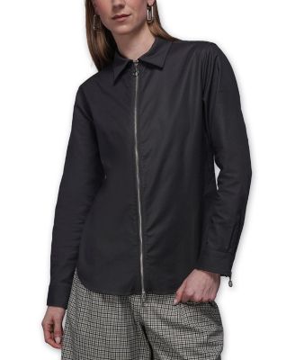  The Essential Long Sleeve Oxford Zip Up Shirt