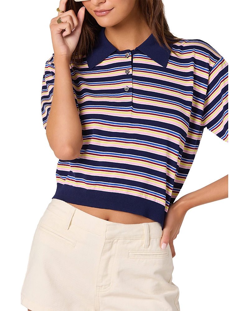 Astr the Label Scottie Striper Short Sleeve Sweater