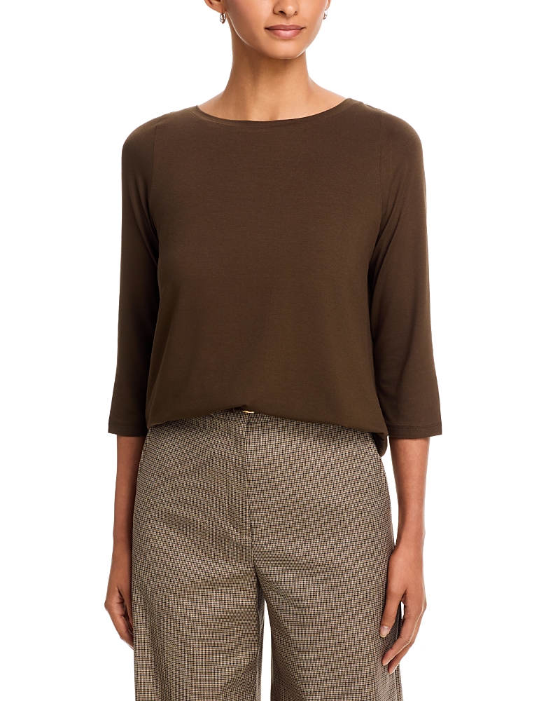 Majestic Filatures Three Quarter Sleeve Pleated Back Top