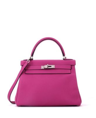 Kelly 28 Handbag Pink Togo with Palladium Hardware