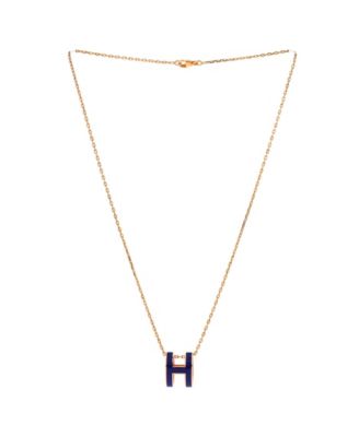 Pop H Pendant Chain Necklace Metal and Enamel, 16"