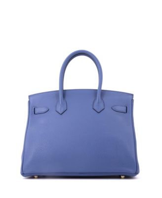Birkin 30 Handbag Blue Clemence with Gold Hardware