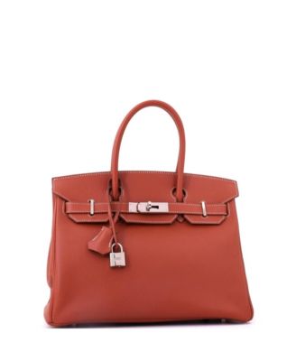 Birkin 30 Handbag Orange Epsom with Palladium Hardware