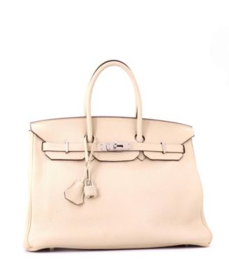 Birkin 35 Handbag Light Clemence with Palladium Hardware