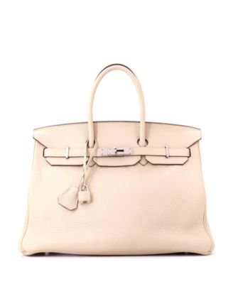 Birkin 35 Handbag Light Clemence with Palladium Hardware