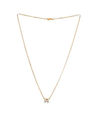 Mini Pop H Pendant Chain Necklace Metal and Enamel, 16"