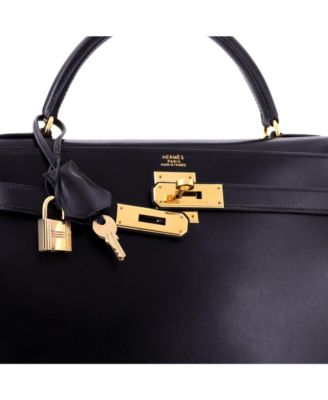 Kelly 32 Handbag Black Box Calf with Gold Hardware