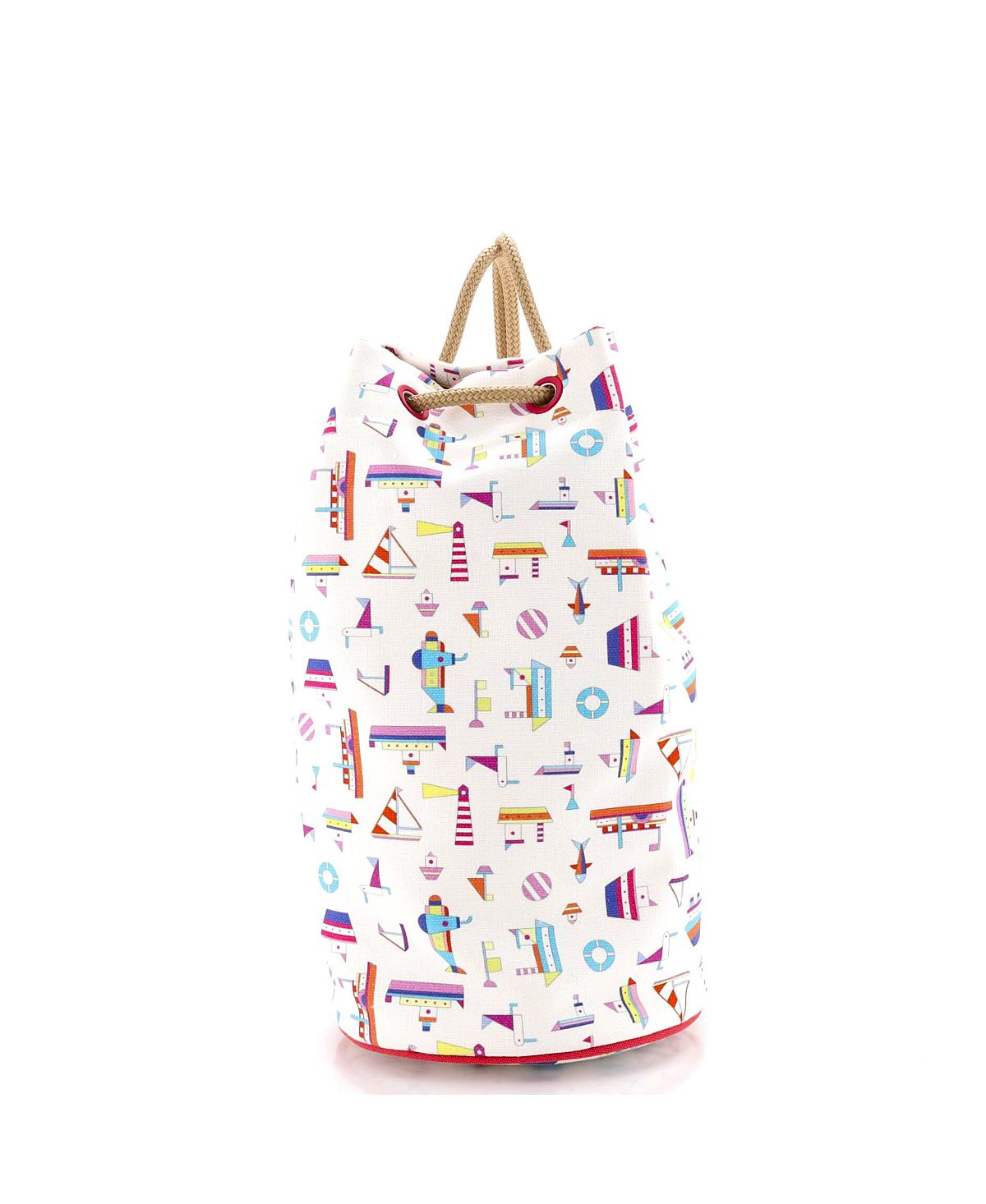 Pre-Owned HERMES Petit Chalutier Duffle Bag Printed Canvas