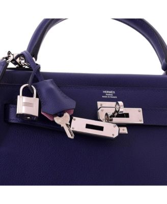 Kelly 28 Handbag Verso Evercolor with Palladium Hardware