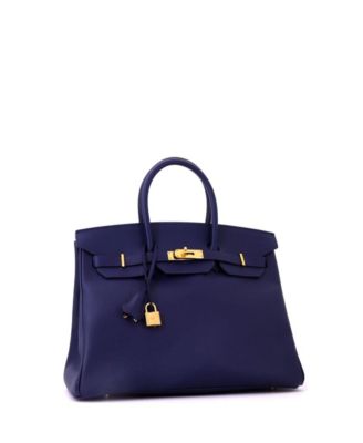 Birkin 35 Handbag Blue Epsom with Gold Hardware