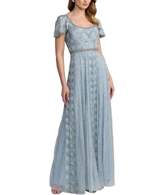 slim fit dress slacks Slate Blue Maxi Dress with Mesh Back