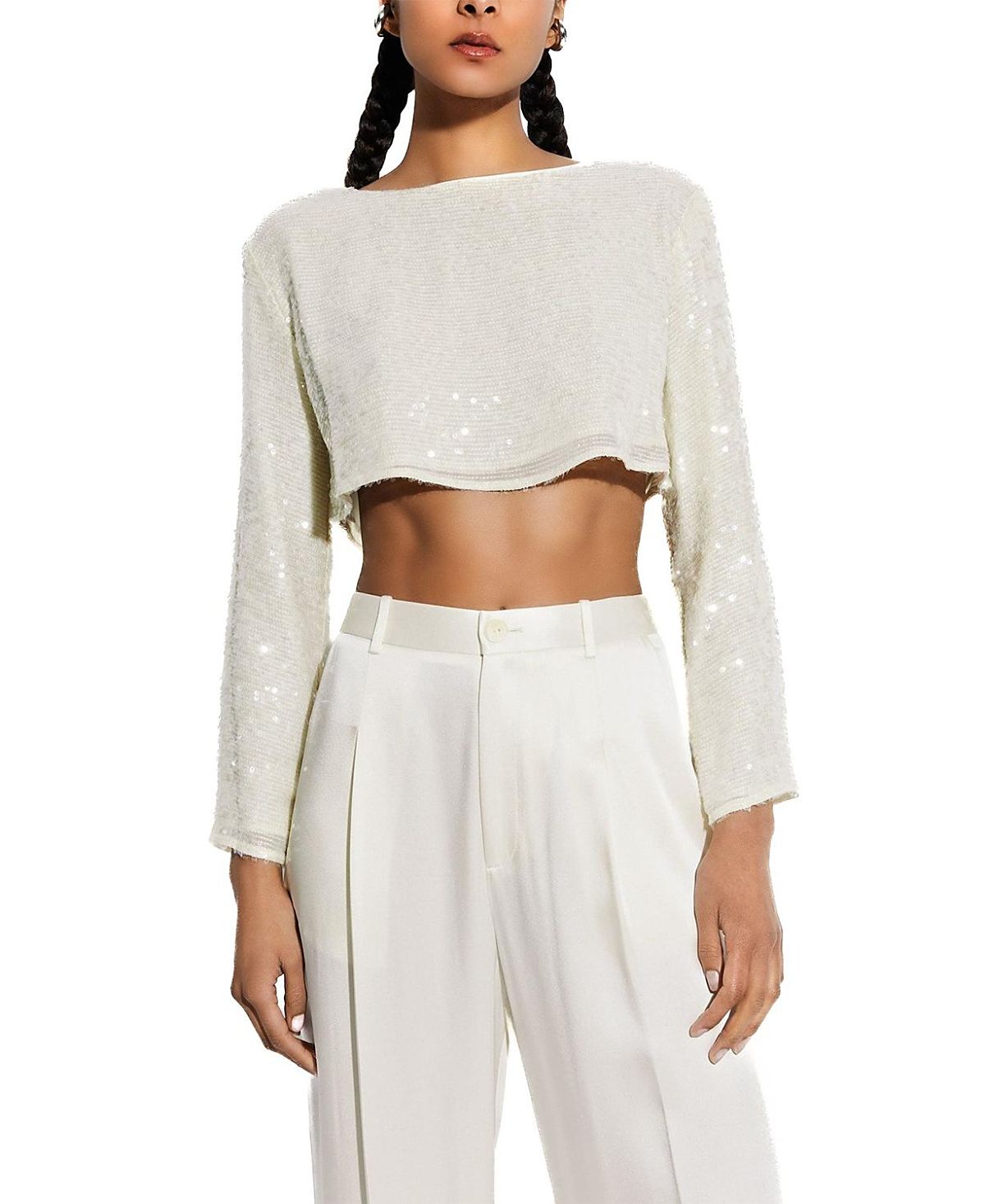 Lapointe Sequin Viscose Cropped Top