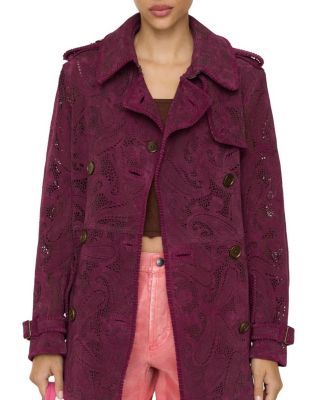 Short Paisley Suede Foxfield Trench Coat