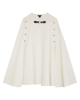Popper Detail Knit Cape Coat