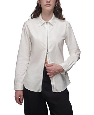  The Essential Long Sleeve Oxford Zip Up Shirt