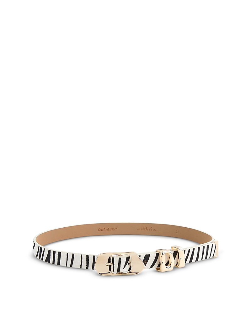 Ettika Women's Molten Metal 18K Gold Plated Buckle Leather Belt