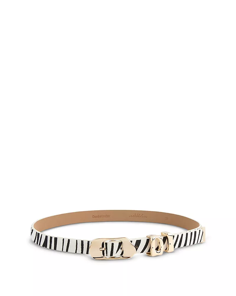 Ettika Women's Molten Metal 18K Gold Plated Buckle Leather Belt