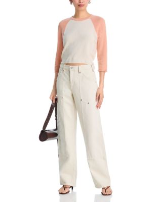 Shrunken Baseball Raglan Cashmere Sweater 