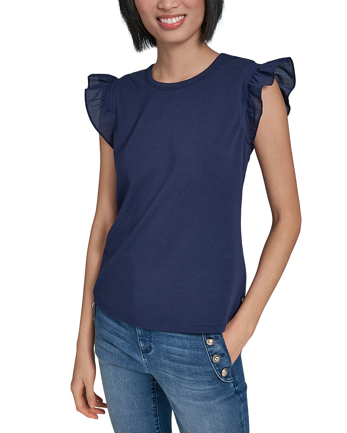 Karl Lagerfeld Paris Ruffled Solid Top