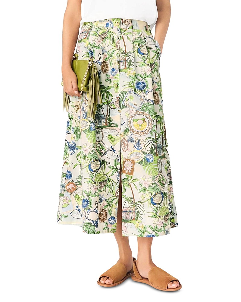 Maje Printed Maxi Skirt with Shorts