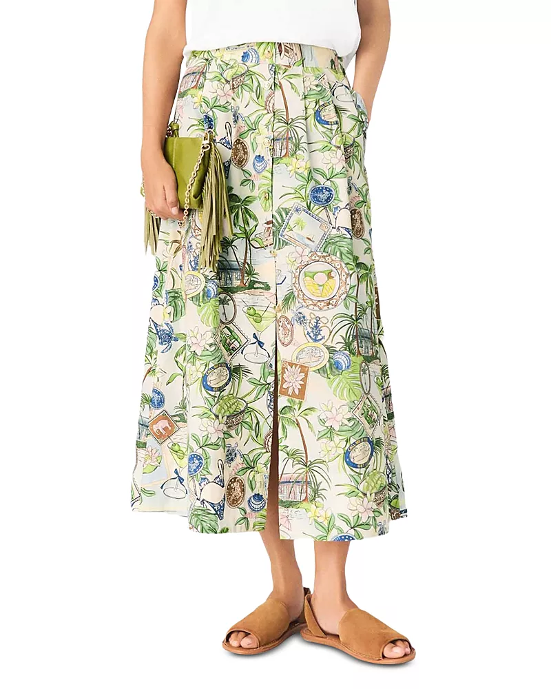 Maje Printed Maxi Skirt with Shorts