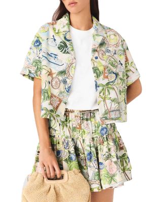 Maje Patterned Cropped Shirt In Multi