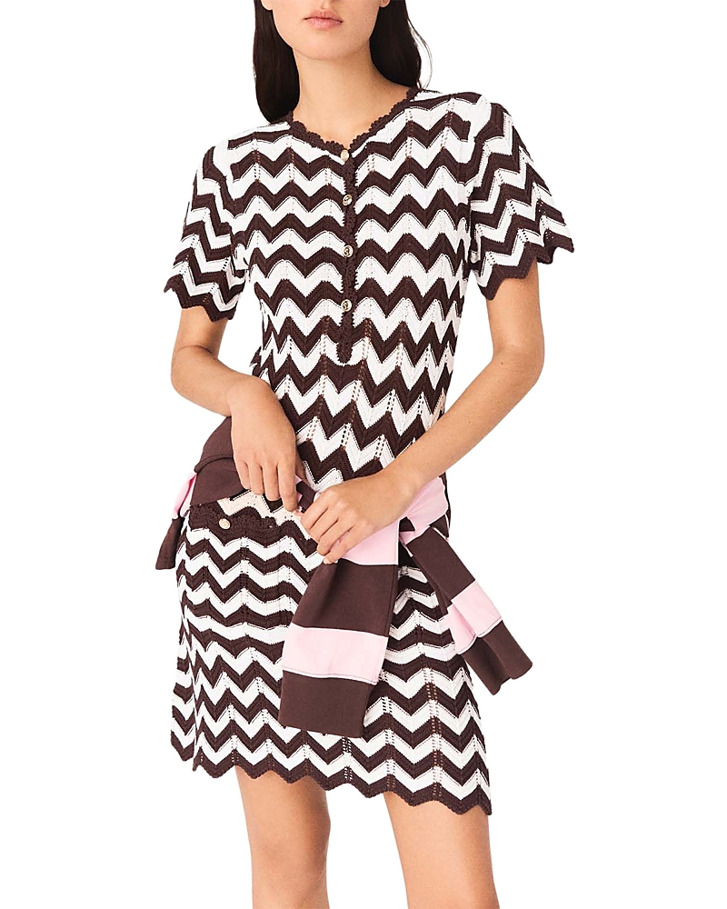 Maje Zig Zag Crocheted Dress