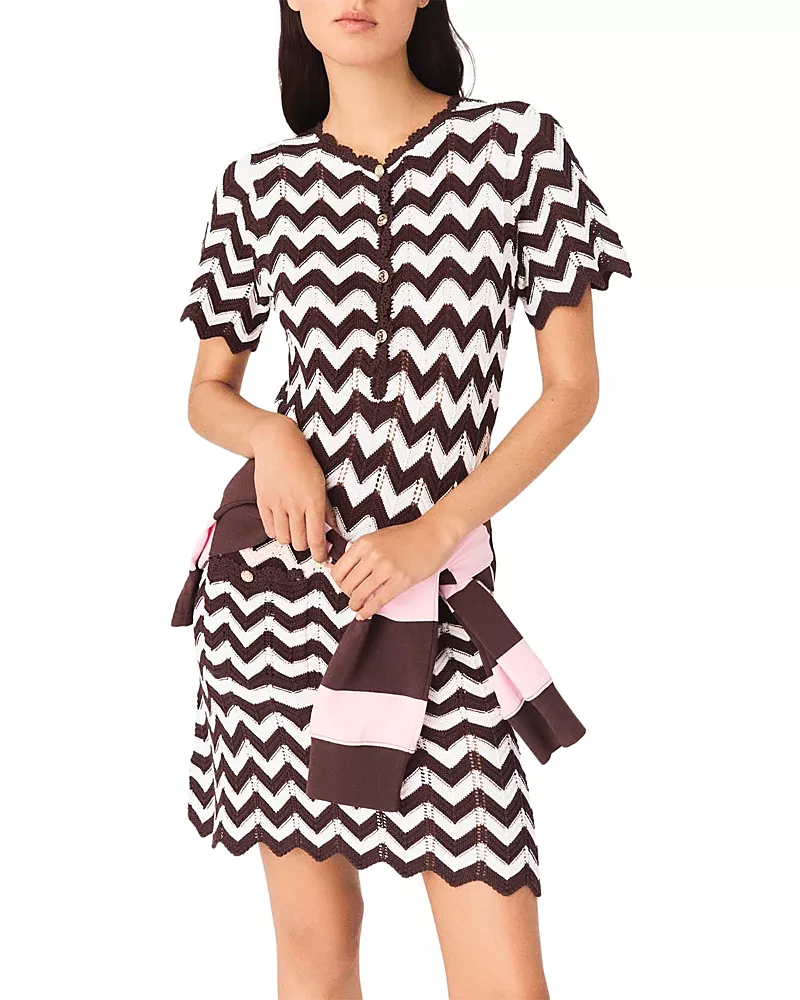 Maje Zig Zag Crocheted Dress