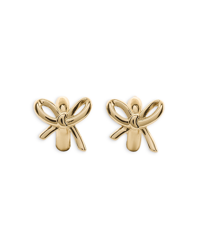 kate spade new york Girlie Pearlie Bow Huggie Hoop Earrings