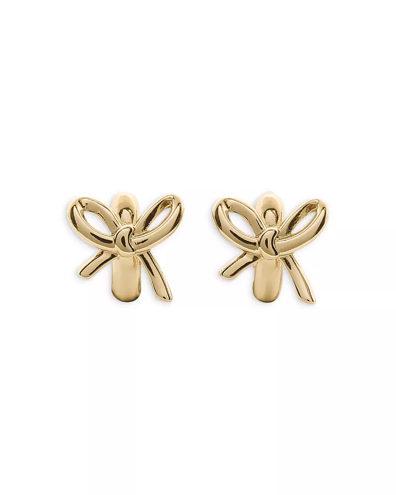 kate spade new york Girlie Pearlie Bow Huggie Hoop Earrings