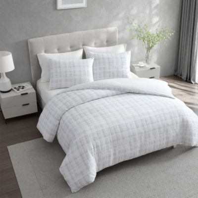 Blurred Plaid Cotton 3 Piece Comforter Set, King