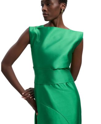 Satin Twill Draped Maxi Dress