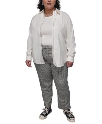  Plus The Essential Long Sleeve Oxford Zip Up Shirt