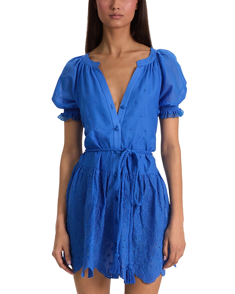 Alice And Olivia Thalia Eyelet Puff Sleeve Dress