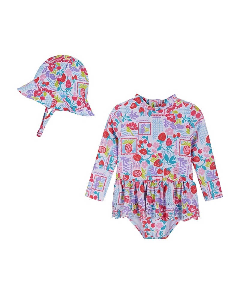 Andy & Evan Girls One Piece Ruffle Swimsuit with Headband - Baby