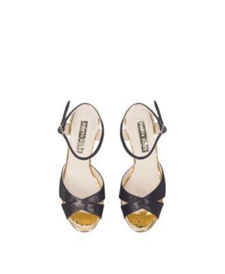  Women's Cher Noir Ankle Strap Pearl Heel Sandal