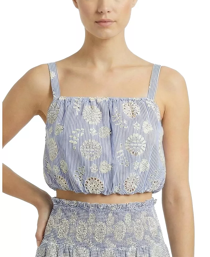 Change of Scenery Dani Eyelet Bubble Crop Top
