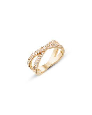 14K Yellow Gold Diamond Crossover Statement Ring