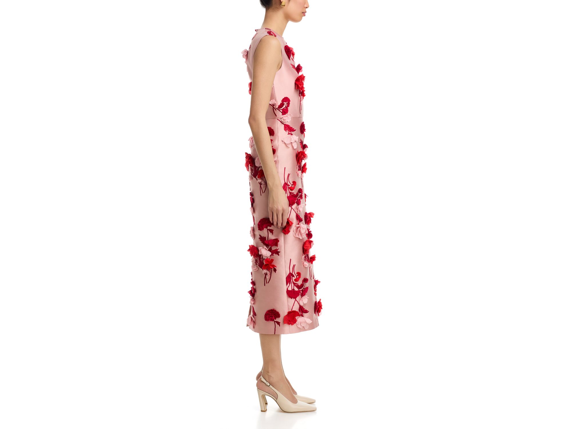 Floral Embroidered Mikado Sleeveless Midi Dress — Image 5