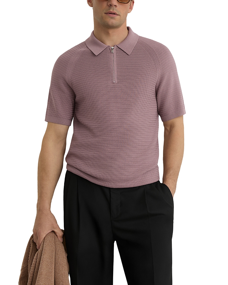 Reiss Estate Regular Fit Half Zip Textured Polo Shirt · XXL