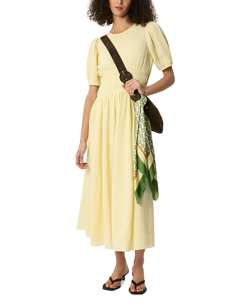 Whistles Gathered Textured Midi Dress