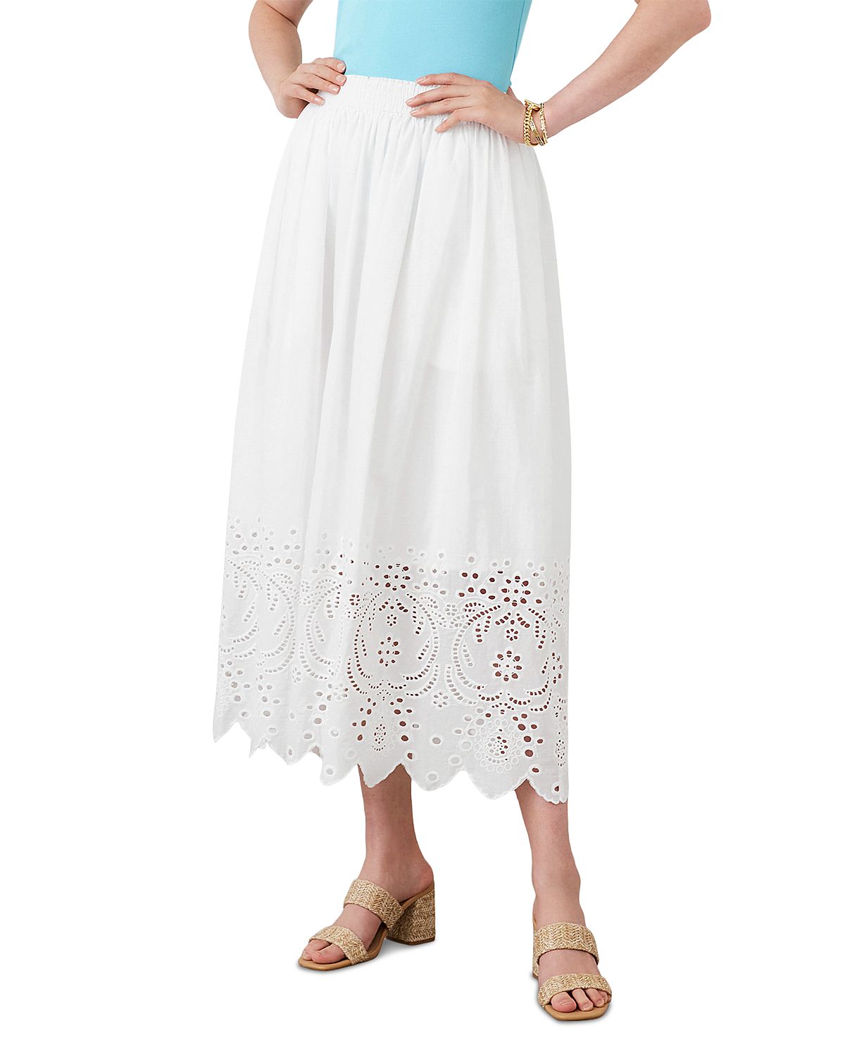 Karen Kane Cutout Embroidery Midi Skirt
