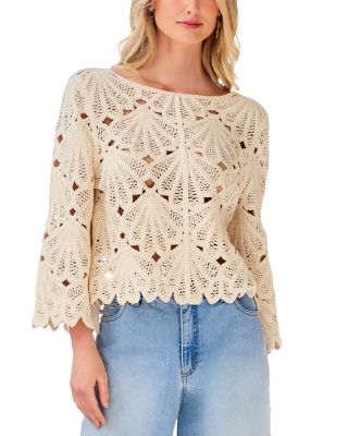 Flared Sleeve Crochet Top