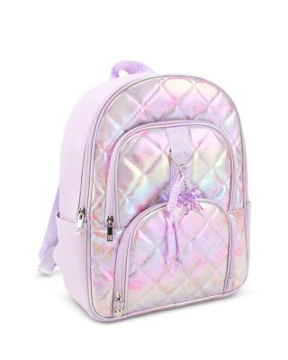 Girls' Floral Quilted Large Backpack With Charm - Ages 6-14