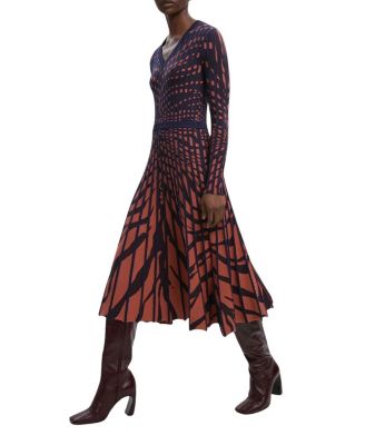 Zebra Jacquard Knit Midi Dress